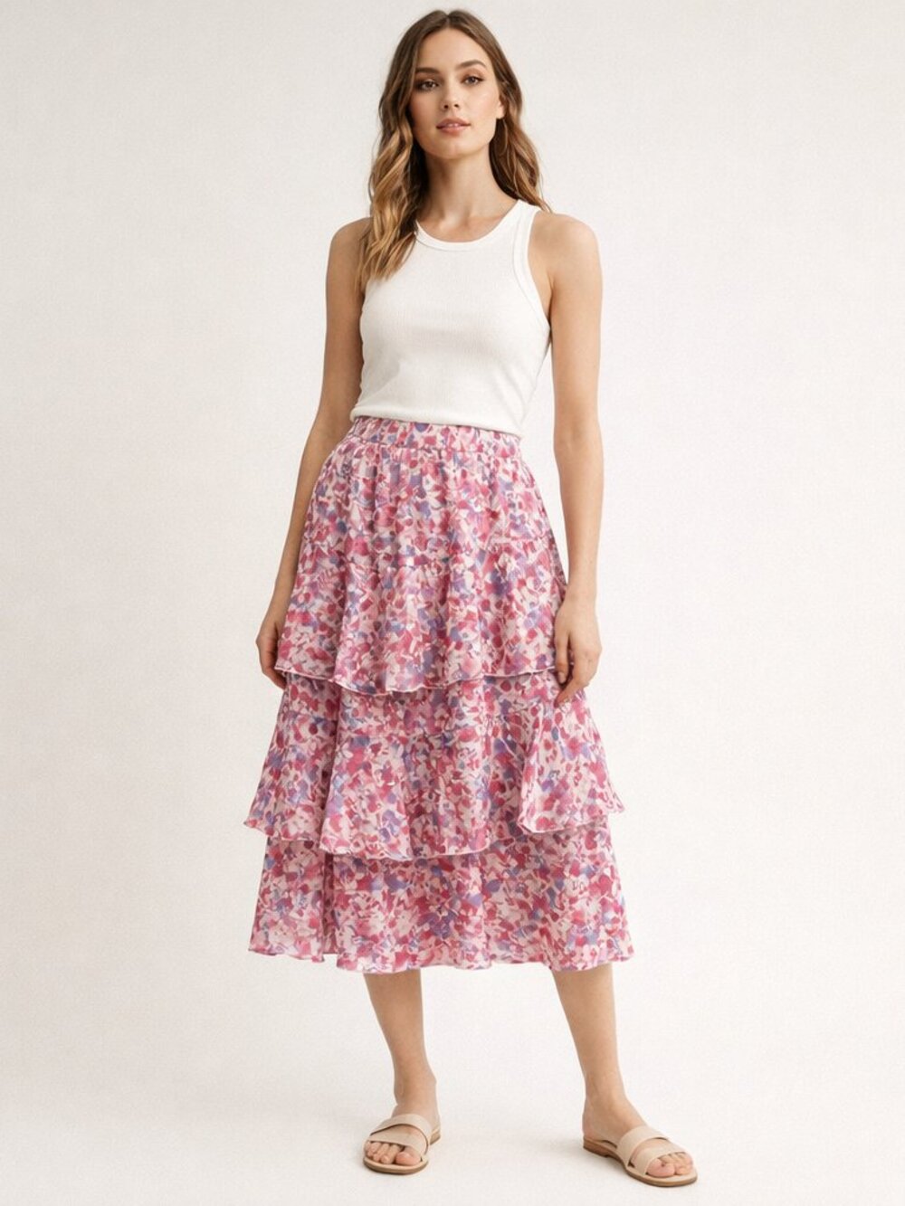 Nanette Lepore skirt Size XL Tiered ruffle Skirt Floral Lined